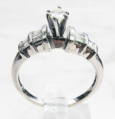 14K White Gold .69ct Marquise & Baguette Natural Diamond Ring Size 6 5g Vintage