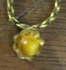 Vintage 16 inch Gold Clad Chain Orange Topaz Stone Fixed Pendant Necklace (195