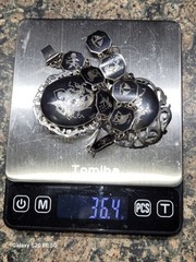 Vintage Sterling Silver Siam Niello Set Bracelet Pendant Brooch + Bonus 925