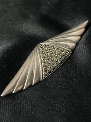 Vintage Marcasite Brooch Geometric Art Deco Revival 925 Sterling Silver 10.5g