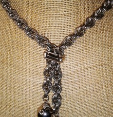 Vintage 1960’s Lariat Tassel Necklace Silvertone Heavy Rope Chain Unsigned Monet