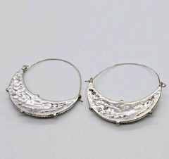 Crescent Hoop Earrings Lot 2 Pair Silver tone Pierced Bohemian Cellular 1.5 in