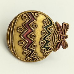 Vintage Christmas Ornament Pin Brooch Gold Red Green Festive Holiday Charm