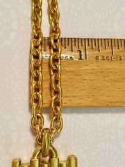 FT Paris High End Chunky Matte Gold Tone RARE Vtg Castle Pendant Necklace 32” 💛