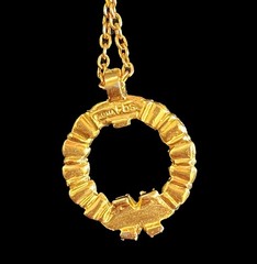 Vintage MET Russian Imperial Wreath Pendant 24k Gold Plated w/Enamel & Crystals