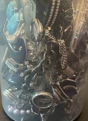 Mystery Jewelry Jar BOLD CHUNKY Curated Black Silver All Wearable Glam Runway
