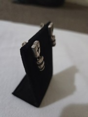 Lisa Jenks Garland Sterling Silver Cat Tracks Drop Post Earrings Signed Pouch