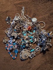 Large 1/2 Pound Collection Of Vintage Silver Toned Jewelry Pieces Poss. Sterling