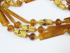 Vintage Necklace Lot Beaded Lucite + Tribal 23-26″ Yellow Butterscotch D1887