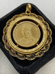 VINTAGE HANDMADE Solid 22K Yellow Gold DIKRAN THE GREAT of ARMENIA Charm Pendant