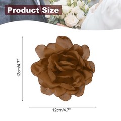 4.7″ Silk Satin Flower Brooch Pin Large Peony Floral Lapel Pin Brown