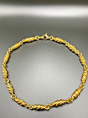 Vintage Gold Tone Twisted Barrel Link Necklace Chunky Statement Necklace