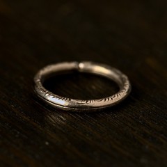 ANTIQUE GENUINE GEORGIAN ENGLISH 15K GOLD ORNATE ENGRAVED SPLIT RING CONNECTOR