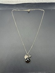 16″ Vintage Sterling Silver Smoky Quartz Pendant Necklace 925 C30