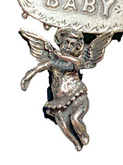 Exceptionally Rare T Foree Sterling Silver “BABY” Angel Cherub Victorian Brooch
