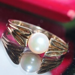 14k yellow gold ring 5.7mm sreshwater cultured pearl size: 6 vintage 2.4g N2450D