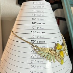 VTG Retro Gold Tone Phoenix Wing Necklace Sage Green & Amber Tone Boho Statement