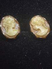 14K Shell Cameo Earrings – Two Pairs! 1930s Gold, 4 solid 14k butterfly backs
