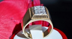 14k yellow gold ring 0.60c natural diamond sz 11 vintage handmade 10.15gr N2564D