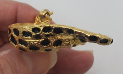 Leopard Cheetah Cat Pin Arched Back Black Enamel Rhinestone Eyes