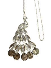 Vtg 80s Silver Tone Stunning Peacock Necklace, Bird, Animal, Work, Office,Boho