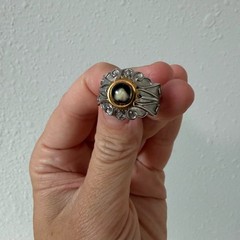 Stainless Steel Two Tone Nativity Stone Ring Michael Anthony Size 7
