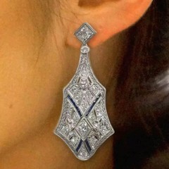 Art Deco Style Round Lab Created Diamond 14k White Gold FN Best Wedding Earring