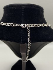 Vintage Boho Chic Silver Tone Medallion Blue Bead Necklace