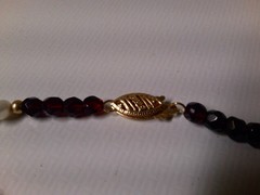 Vintage beaded necklace – clasp marked 14K RTT — 42″