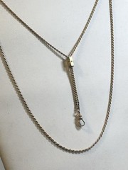 Victorian Gold Filled Slide Chain Garnet Opal Slide 42” 2mm 5x9mm Slide 10.1gr