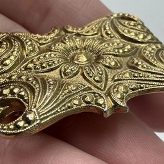 1928 Gold Tone Filigree Rectangular Brooch Pin 1.25 in Vintage Marcasite Look