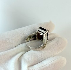 Vintage Signed 925 Sterling Silver Ring Size 9 FAS w/ Large Glass Stone