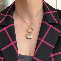 Antique 14K Diamond Locket Two Tone Old Cut Diamond Square Locket