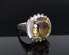 10.18ct Party Color Tourmaline & 0.50ct Diamond Platinum 18K Gold Ring Sz 8.5