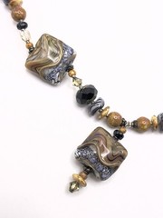 Vintage Lampwork Glass Bead Necklace 21 in