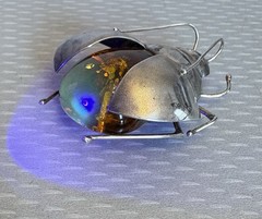 Vintage Baltic Amber Insect Brooch 925 Sterling Silver 3D Figural Big Bee Bug