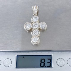 Vintage Sterling Silver 925 Cubic Zirconia Cross Pendant
