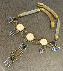 Holst + Lee Designer Celestial Sun Face Flower Chunky Necklace Gold Silver Tone