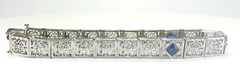 Antique 1920’s Diamond Filigree Bracelet Platinum 14KW 8″x 3.04″ EGL USA 11.8Gms