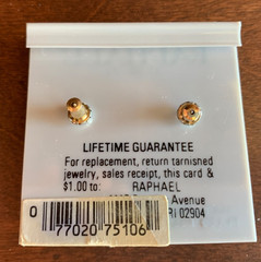 Vintage Raphael Black/White/Gold tone Enamel Pierced Earrings 14 kt Posts