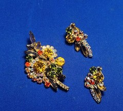 Juliana Pink Rhinestone Brooch Earring Set