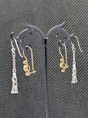 2 Pair – Vtg Sterling Silver Green Glass & 1 FW Pearl Hook Dangle 925 Earrings