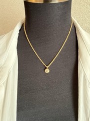 NINA RICCI NR Logo Rhinestone Necklace Gold Tone Vintage 39-43cm
