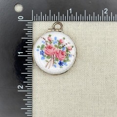 Vintage Guilloche Enamel Locket 2 Portrait Round Top Hinge Romantic Cottagecore