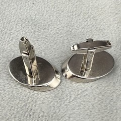 Vintage Cuff Links Blue Rhinestone Silver Tone