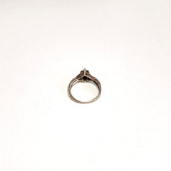 AVON Sterling silver ring hematite facet navette cut size 7.75 to 8 vintage 2.8g