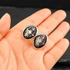 Mexican MOP Inlay Cufflinks Sterling Silver