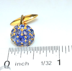 VINTAGE 14K YELLOW GOLD GENUINE SAPPHIRE CUFFLINKS ROUNDED DOME 9.6 GRAMS