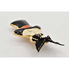 Vintage Halloween Skull Pin Brooch Skeleton Top Hat Glitter Enamel Chunky BinBA