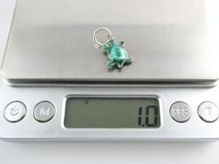 Vintage Sterling Silver Green Enameled Turtle Charm Pendant 1g 7/8 Inch Length